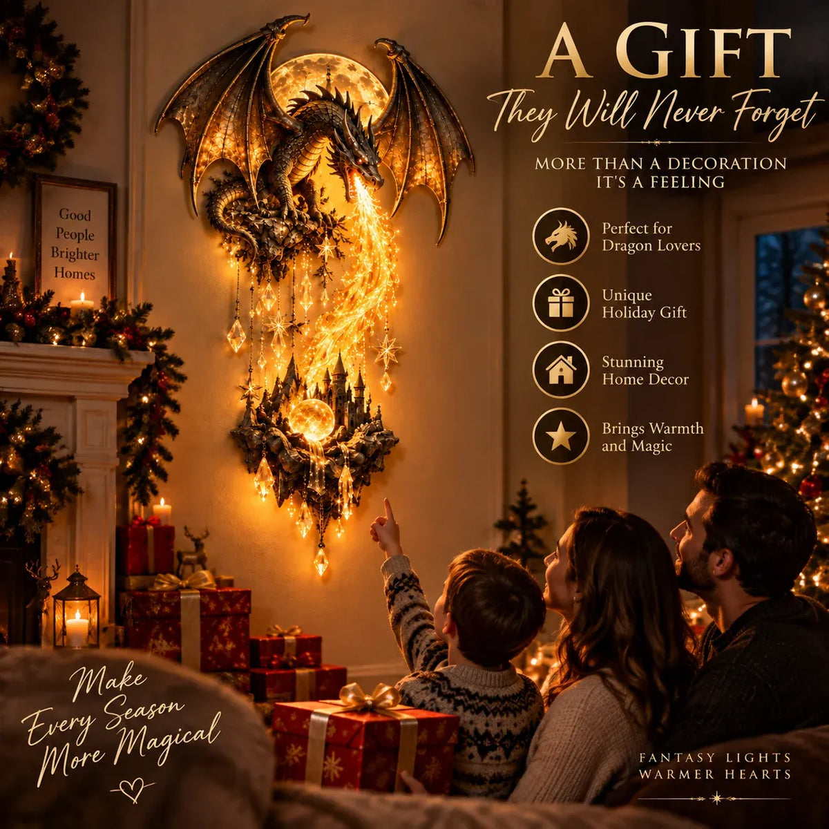 ๐ฅ ๐ Dragonfire Moonlight Wall Lamp | Enchanted Fantasy Castle Decor ๐