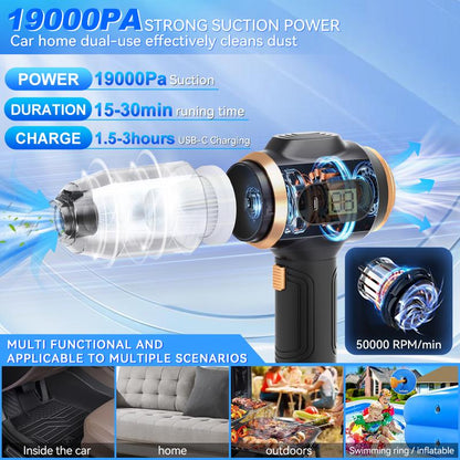 Cnkimao™ Insanely Powerful Cordless Car Vacuum — 19000Pa, 6-in-1 Deep-Clean System